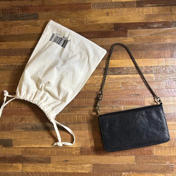 Fiorentini + Baker Leather Wallet Purse – Crosshatch Texture – Brass Chain - Picture 3 of 8